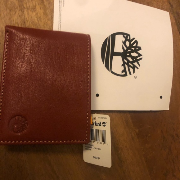 Timberland Men's Rich Brown Leather Card Holder - Picture 1 of 4